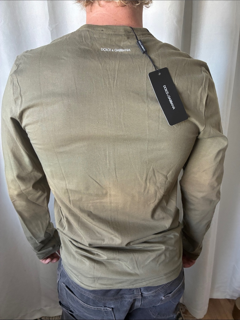 Dolce & Gabbana Olive Green Long-Sleeve Crew Neck Shirt - Picture 4 of 7
